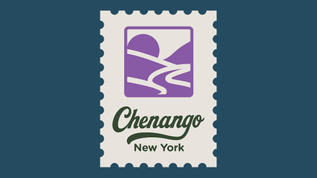 Chenango stamp logo on blue background